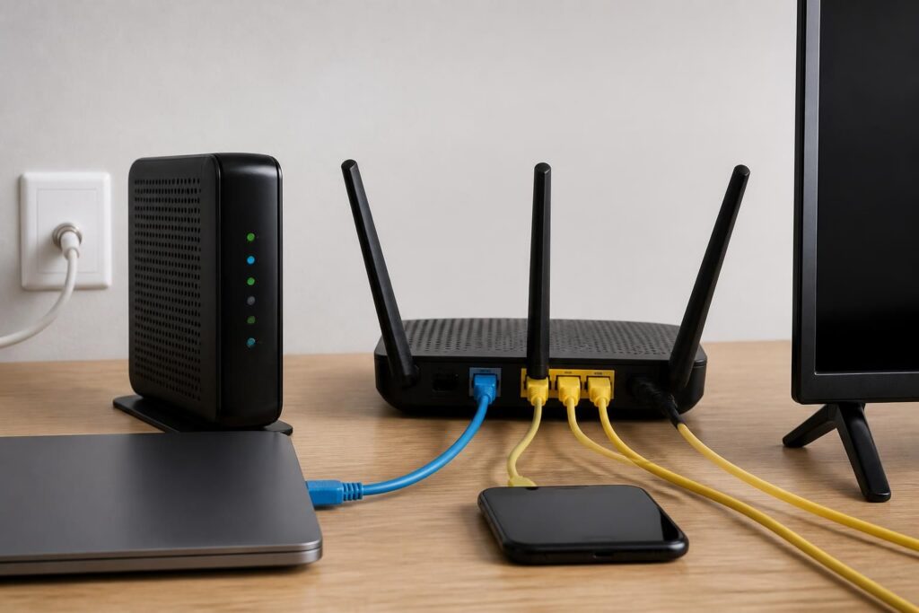 leer het verschil tussen een router en een modem, hun functies en hoe ze samenwerken voor een stabiele internetverbinding.