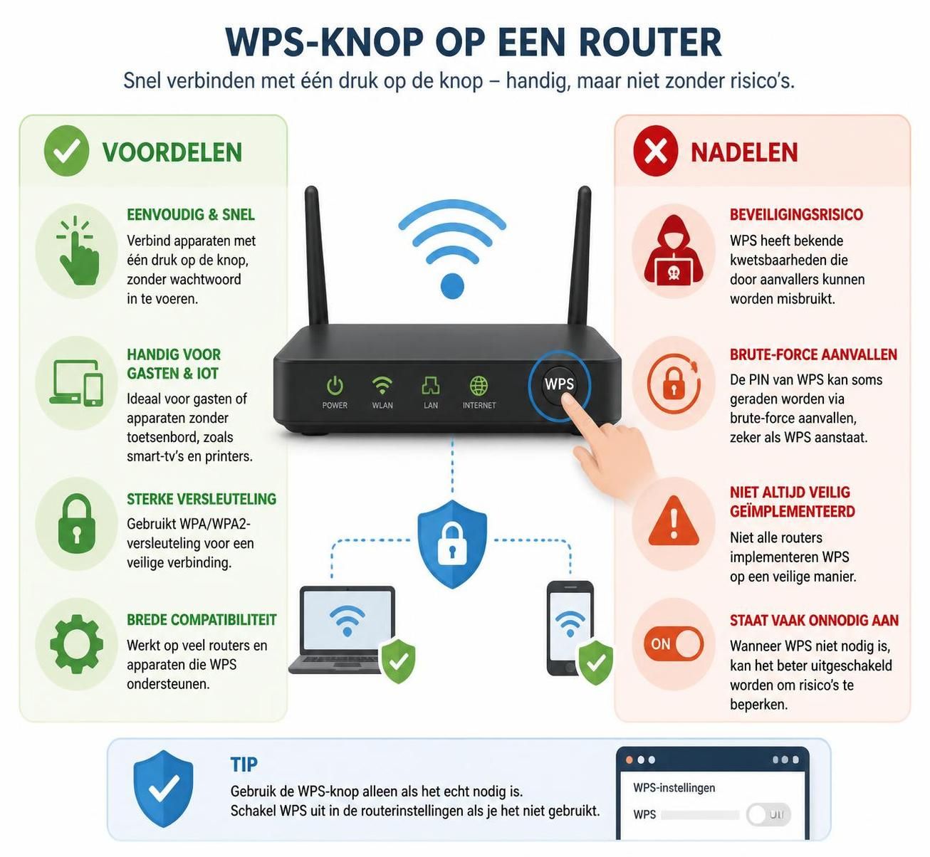ontdek wat de wps-knop op je router is en leer hoe je deze veilig kunt gebruiken om gemakkelijk en beveiligd verbinding te maken met je netwerk.
