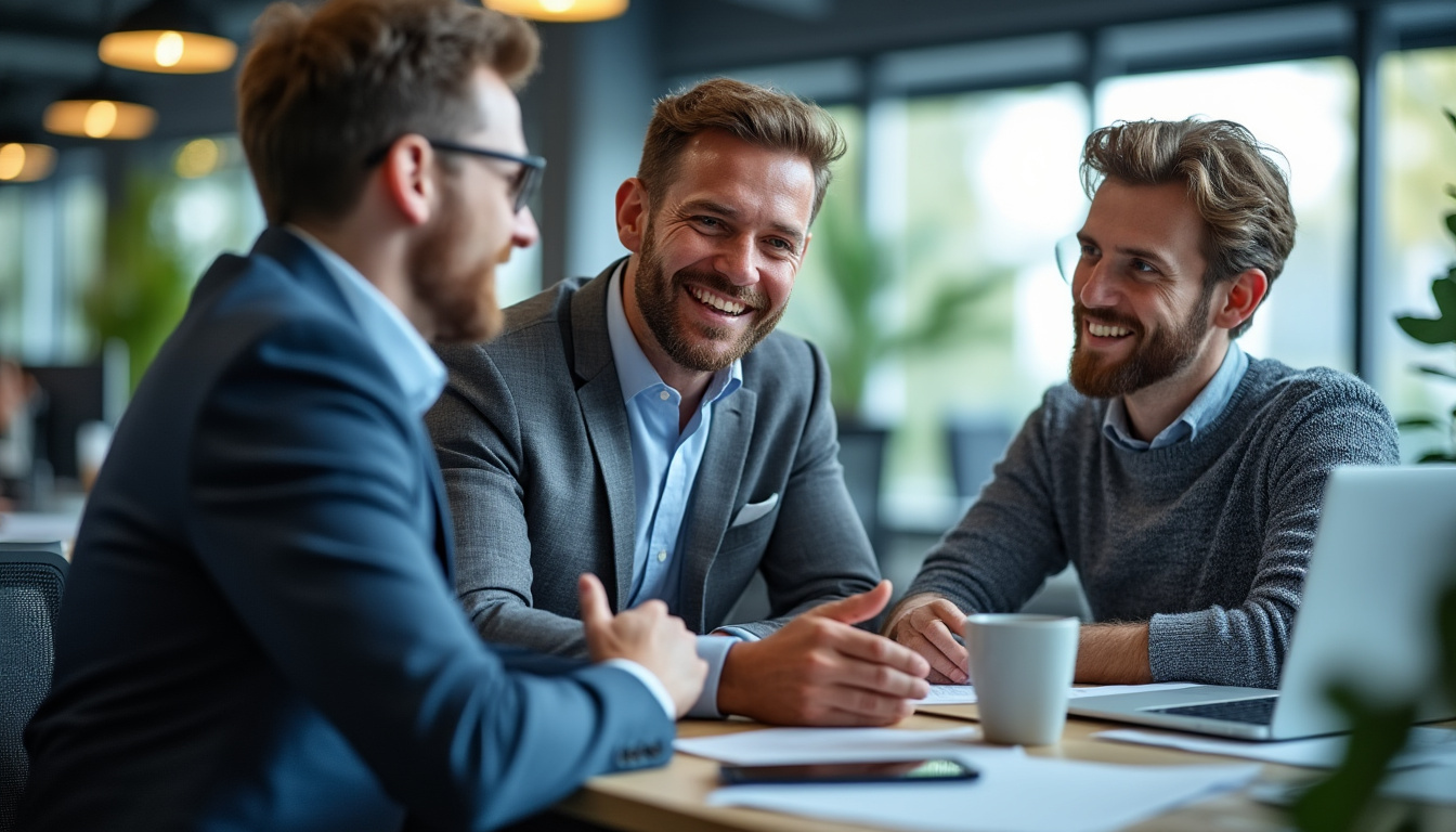 Telecomadviseurs in gesprek met ondernemer