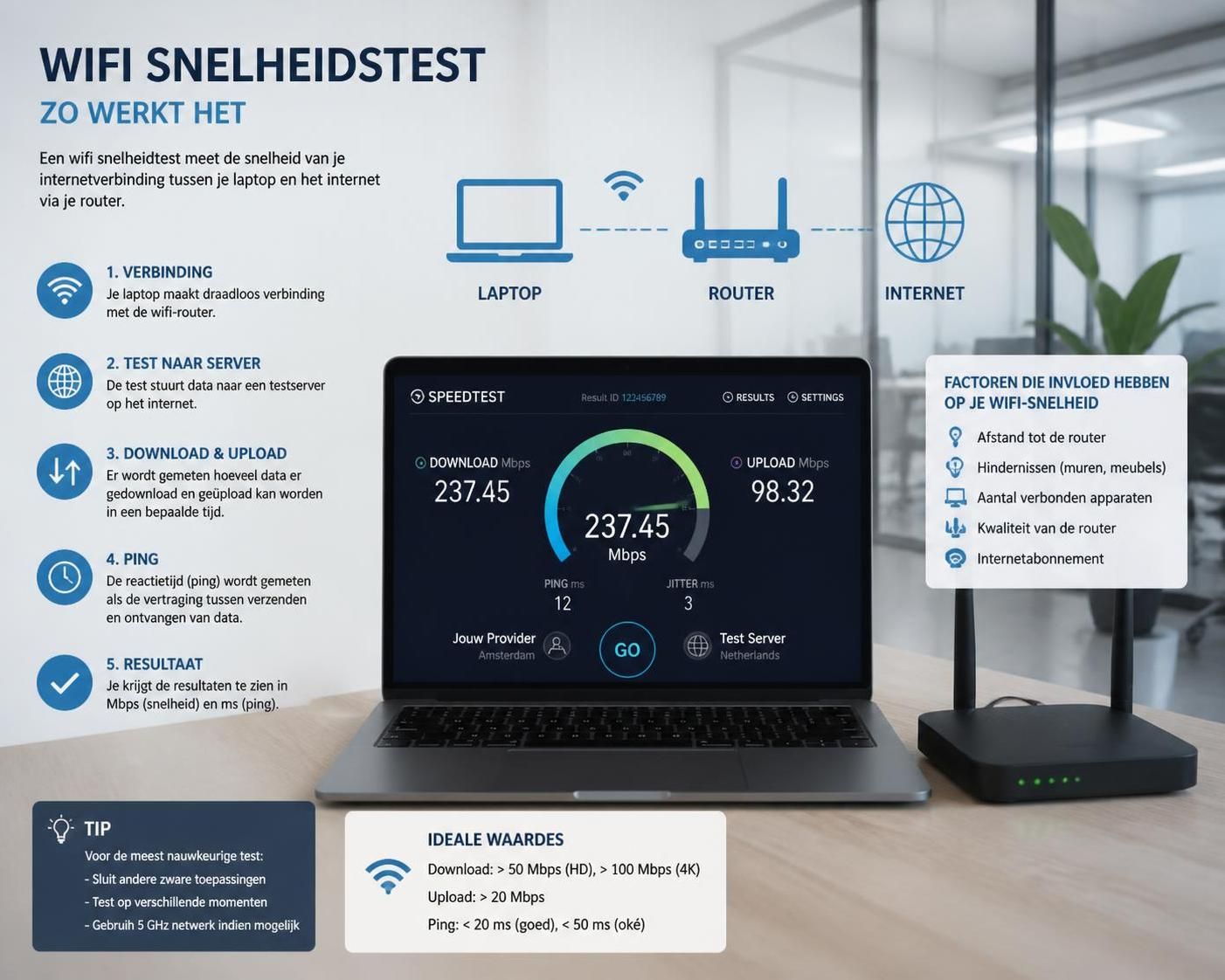 leer hoe je de wifi snelheid nauwkeurig en eenvoudig kunt meten met praktische tips en betrouwbare methoden voor een optimale internetervaring.