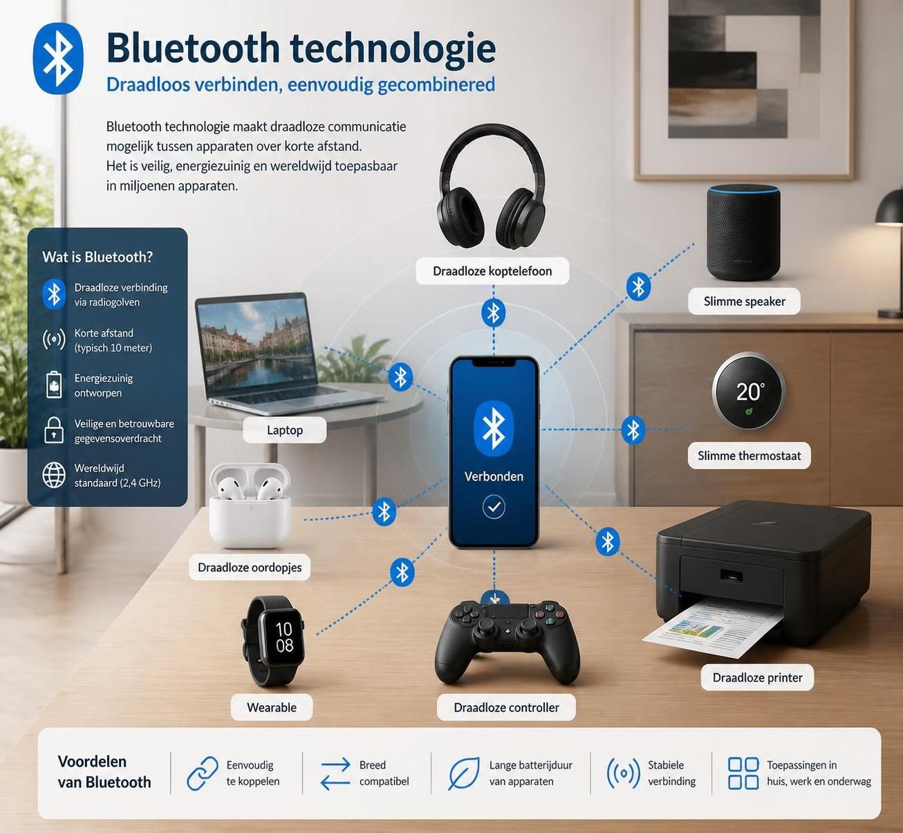 ontdek wat bluetooth is en hoe het in 2026 werkt. leer over de nieuwste technologieën, toepassingen en voordelen van draadloze connectiviteit.